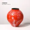 Estética da Dinastia Song, Tendência Nacional, Wabi-Sabi, Vaso de Cerâmica Vermelha, Esmalte Vermelho-Neve Esmaltado em Forno, Entrada da Sala de Estar, Arranjo de Flores, Cerâmica de Mesa
