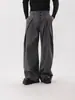 Pantalones de Traje Grises para Mujer, Primavera y Otoño, Holgados Rectos de Cintura Alta Casual Largos hasta el Suelo, de Pierna Ancha de Caída Elegante de Gama Alta, Modernos