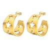 2024 nova série europeia e americana de aço inoxidável 18K brincos oca estrela Arc anel brincos design personalizado feminino