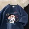 Camiseta de Manga Corta para Hombre Talla Grande 150 kg Dibujos Animados Crayon Shin-Chan, Nueva Tendencia Veraniega Estilo Japonés Marca Impresa