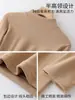 Camada base de meia-gola, feita sob medida, de marca, para mulheres, outono e inverno, com forro de fleece, manga longa, térmica e quente
