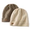 Chapéu de Caxemira feminino outono e inverno espessado de caxemira gorro de tricô chapéu de lã chapéu de tricô com pompom aquecido protetores de ouvido de tricô