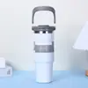 Copo de Carro Transfronteiriço de 30oz com Alça, Grande Capacidade, Copo de Gelo para Manter Frio Montado no Carro com Canudo, Garrafa de Água Esportiva Portátil para Exterior