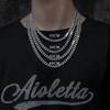 [Collar de protección de color de acero de titanio] Cadena cubana de pulido de seis lados, hebilla de reloj de hip hop para hombres y mujeres, hebilla de joyería, cadena de suéter de clavícula