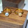 Anel de Pérola Natural de Alta Qualidade Dan Tao Jewelry com Design de Várias Contas Banhado a Ouro, Tamanho Ajustável, Atacado, Pérola Branca Princesa Fugitiva
