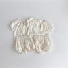 Conjunto de dos piezas de ropa infantil de estilo coreano para bebé, de verano, de manga corta, con estampado floral, informal, con estampado floral, para mujer