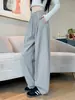 Calça de perna curva com bainha em toda a volta, coleção de outono, novo estilo para mulheres, corte solto e emagrecedor, adequada para primavera e outono, calça casual de perna larga para baixinhas