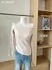 Top Falso de Dos Piezas con Cuello Halter de Un Hombro y Manga Larga para Mujer Otoño Invierno Ajustado a la Cintura Sexy Descubierto de Hombro Ropa Exterior de Chica Atrevida Capa Base de Punto