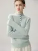 Nuevo Suéter de Punto Grueso Casual Suelto de Cachemira para Mujer con Cuello Medio Alto Simple para Commuting Otoño/Invierno