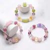 Pulsera de tubo curvo de cristal natural, pulsera de múltiples cuentas de cristal rosa, joyería con diseño de tubo curvo de sonrisa, venta al por mayor y exclusiva para transmisiones en vivo