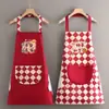 Avental Vermelho Cartoon Resistente a Manchas para Catering de Ano Novo, Avental à Prova d'Água e de Óleo Estilo Novo para Cozinha com Função de Limpar Mãos para Roupa de Trabalho de Cozinha