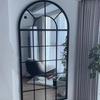 Tela de Vidro Estilo Francês Estilo Creme Sala de Estar Divisória de Entrada Proteção Criativa Retrô Ferro Arqueado Janela Decorativa Falsa