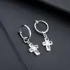 Brincos de Clipe Cruzados com Zircônia para Homens, Brincos Quadrados com Diamante da Moda para Mulheres (sem furo), Joias de Aço Titânio de Alta Qualidade