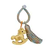 Sandalia del Año del Caballo Caballo Tallado en Sándalo Caballo Mecedora Colgante con Borla Encanto para Bolso Llavero del Caballo del Zodiaco con Cuerda Tejida