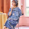 Bata de manga corta para niñas, ropa de casa de estilo coreano con dibujos animados para estudiantes, pijama de verano, vestido largo fino de talla grande fabricante