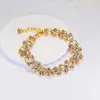 Estilo Quente Quente Elegante Moda Joias Femininas Nova Entrada Luxo Banhado a Ouro Contas de Melancia Pulseira Tricolor Acessórios de Joias Atacado