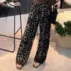 Calça Casual Vintage de Leopardo com Pernas Largas para Mulheres, Estilo Fino de Verão 2026, Estilo Old Money, Cintura Alta, Elegante, Caimento Fluido, Modelagem Ampla, Calças de Comprimento Total