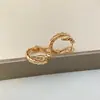 Brincos de Osso de Cobra Estreitos Versão Alta Banhados Espessamente a Ouro 18K Ouro Rosé Diamante Meio Diamante Diamante Completo Brincos de Cobra Brincos para Mulheres