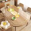 Flor Transparente Ovalado Mantel de Mesa Impermeable y a Prueba de Aceite PVC Vidrio Suave Mantel No Lavable Alfombrilla Protectora de Escritorio Antiescaldante