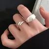 ¡Viento de tiro gigante y guapo! Anillo para Mujer Frío Cepillado Mate Liso Minimalista Japonés y Coreano Anillo 2025 Nuevo Anillo de Moda