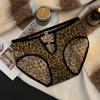 Verão Nova Série Estampa de Leopardo Seda Gelo Sexy Renda Roupa Íntima para Mulheres Cintura Baixa Confortável Algodão Puro Virilha Calcinhas para Mulheres