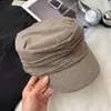 Sombrero de Equitación Plegado Estilo Sencillo para Mujer Primavera/Verano Delgado Circunferencia de Cabeza Grande Sombrero Artístico de Pintor Hace que la Cara se Vea Más Pequeña Boina Pico de Pato