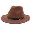 Sombrero de copa de estilo europeo y americano transfronterizo Sombrero de jazz de caballero Sombrero de fieltro para abrigo Sombrero de ala ancha de color sólido de moda
