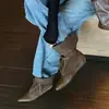 Encuentro Primero Temporada Retro Correa Elástica Botines Fruncidos para Mujer Tacón Oculto Botines Cortos Botas Chelsea Botas Vaqueras Occidentales