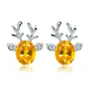Estilo Coreano Más Vendido Accesorios Navideños para Mujer Pendientes de Astas con Gema de Cristal Pendientes Estéreo Elegantes de Reno Navideño