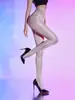 Medias Yixi ultrafinas brillantes con entrepierna de T, brillantes de alta elasticidad, bestseller transfronterizo, medias negras sexys de entrepierna abierta, seductoras