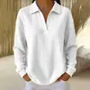 Outono de 2026 Nova Moda Feminina Europeia e Americana Cor Sólida Gola V Camisa Blusa Casual para o Trabalho Camisa Solta