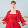 Vestido de noche estilo chal de manga larga de gasa estilo europeo y americano, estilo retro chino, cárdigan de novia, color negro y rojo, para cubrir el brazo en verano.