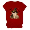 Amazon eBay Estación Europea Halloween Nueva Moda Divertida para Mujer Bruja Fantasma Murciélago Cuello Redondo Manga Corta Camiseta