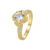 R0555 Anillo de moda fresca europeo y americano simple con pétalo incrustado de circón para mujer, estilo de lujo ligero versátil, anillo con microincrustación de circón blanco