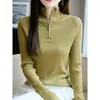 Suéter de Punto Pulóver Nuevo para Mujer Otoño/Invierno 2026, Cuello Alto con Media Cremallera, Adelgazante, Color Sólido, Suave y Cálido, Base