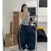 Pantalones de Pierna Ancha con Parches Rayados Estilo Retro Americano para Danza Deportiva de Mujer, Estilo Delgado de Verano, Pantalones Casuales Sueltos Perezosos para Bailar