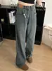 Jeans de Pierna Ancha Estrecha Retro con Patrón de Estrellas para Mujer, Novedad Primavera y Otoño 2024, Cintura Alta, Pantalones Rectos Holgados, Otoño e Invierno