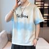Verão masculino moda americana marca nova camiseta solta masculina estilo Hong Kong moda manga curta solta casual ins top de algodão