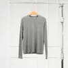 Liquidación a Precio Especial | Cadena de Suministro de Comercio Electrónico Básico Clásico Megan Camiseta de Manga Larga con Cuello Redondo de Lyocell Tencel Lana