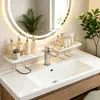 Estante Vertical para Grifo de Baño Lavabo Montado en Pared Organizador de Fregadero sin Taladro