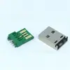 Placa de soldadura tipo USB AM 3.0 cuerpo corto macho de alta corriente 17.0mm 5p verde dos piezas Carcasa de Hierro alta corriente