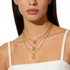 Colar com Pingente de Alfabeto de 26 Letras Europeu e Americano da Moda, Colar com Pingente de Aço Inoxidável Elegante e Simples, Corrente para Clavícula, Joias Femininas Atacado