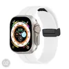 Adequado para Pulseiras de Todas as Séries do Apple iWatch S1-S10 Se Ultra Silicone Fivela Dobrável Magnética Relógio