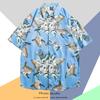 Camisa de Manga Corta Estilo Hong Kong Vintage Retro Pintura al Óleo para Hombre Tendencia Costera Camisa Floral Holgada para Pareja Guapa Chaqueta