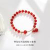 Pulsera de Cristal de Ágata Roja para Mujer Rojo Cereza Simple ins Oro de 14K con Bolsa Pulsera Original para Regalo de Cumpleaños de Novia