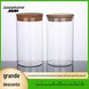 Pote de armazenamento selado de boca reta com 80 mm de diâmetro com rolha de cortiça, vidro espesso para grãos grossos, pote para subembalagem de pílulas de chá, pote de vidro