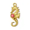 Piedra Natural Francesa Sol Caballo Marino Colgante de Acero de Titanio DIY Collar Pendiente Pendientes de Corazón para Mujer Accesorios de Joyería de Acero Inoxidable