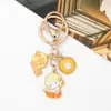 Festival do Meio Outono Flor e Lua Chaveiro Pingente Liga Metálica Criativo Lua Coelho de Jade Fofo Pingente de Bolsa Pequeno Presente