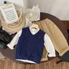 Suéter para niños, chaleco, primavera 2025, nuevo, top combinable, elegante, de punto para bebé, moda para mujer
