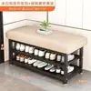 Banco para cambiar zapatos, entrada de hogar, recibidor, zapatero con asiento integrado, taburete de almacenamiento sencillo de arte en hierro